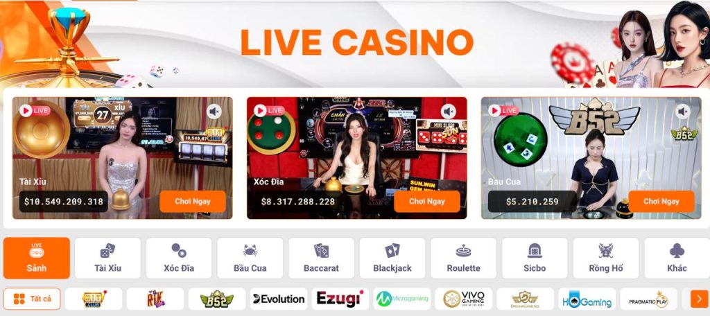 Giới thiệu về sảnh Live Casino tại nhà cái TAP88